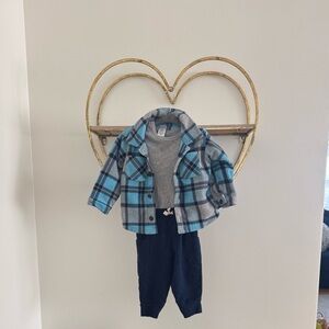 Carter's Blue Checkered Jacket with Gray Shirt